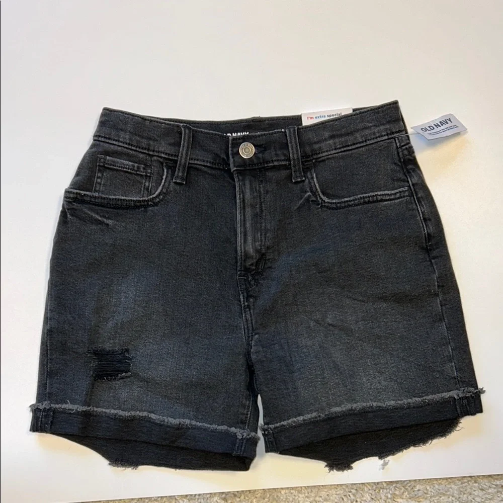 Girls Size 16 High Rise Distressed Old Navy denim jean shorts NWT